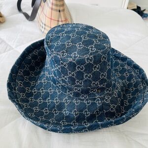 Gucci Denim Blue Monogram Hat